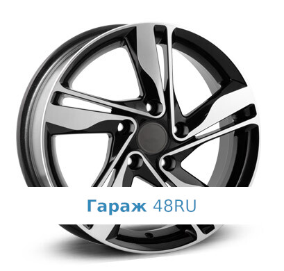 Replica KI73 R16 / 6.5J PCD 5x114.3 ET 41 ЦО 67.1 Литые Черный с полированной лицевой поверхностью