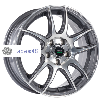 Megami MGM36 R15 / 6J PCD 5x100 ET 50 ЦО 60.1 Литые Графит с полированной лицевой поверхностью