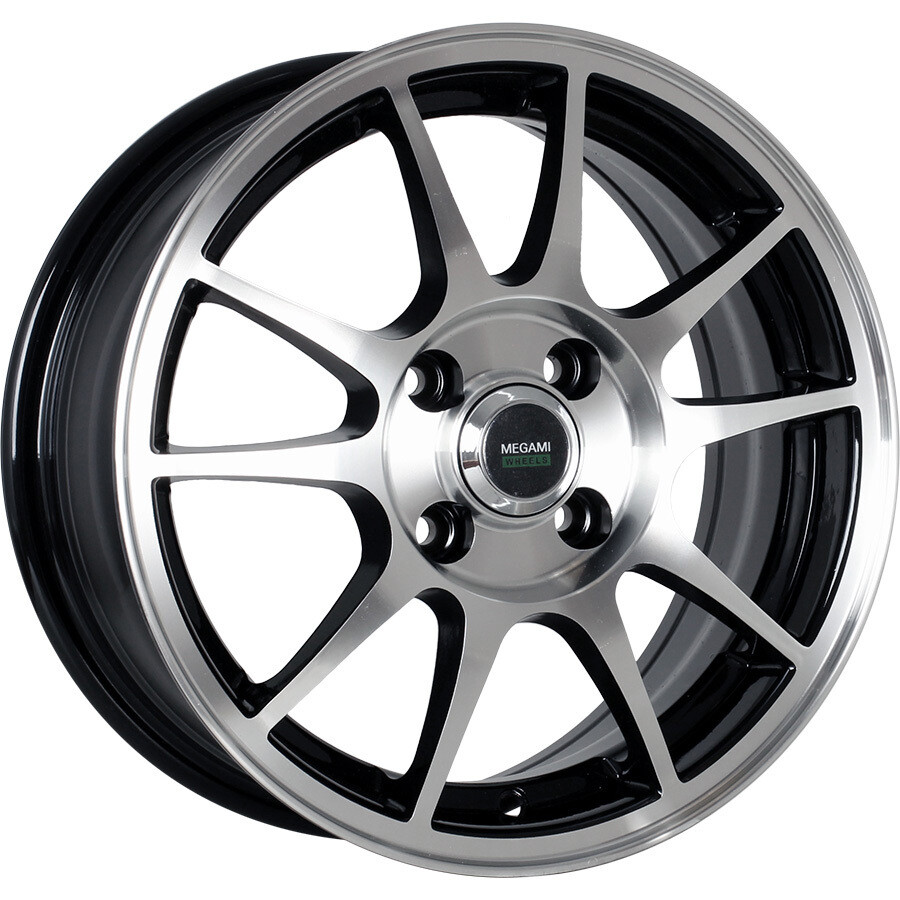 Megami MGM-5 R14 / 6J PCD 4x100 ET 35 ЦО 67.1 Литые Черный с полированной лицевой поверхностью