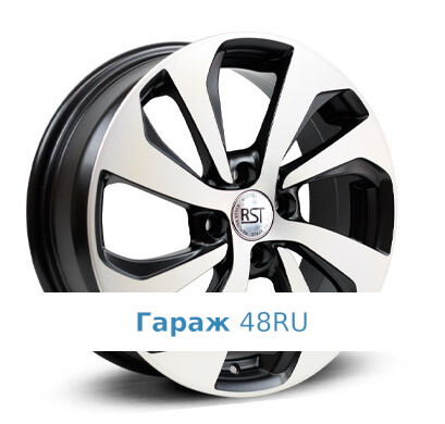 RST R005 R15 / 6J PCD 4x100 ET 46 ЦО 54.1 Литые Черный матовый с полированной лицевой поверхностью