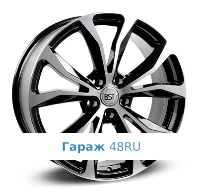 RST R009 R19 / 7.5J PCD 5x100 ET 30 ЦО 57.1 Литые Черный с полированной лицевой поверхностью