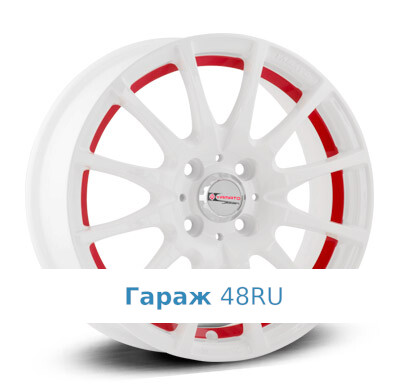 Yamato Kuoka R14 / 6J PCD 5x100 ET 35 ЦО 57.1 Литые Белый с красной полосой по ободу внутри