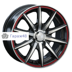 LS 221 R15 / 6.5J PCD 4x100 ET 40 ЦО 73.1 Литые Черный с полированной лицевой поверхностью и красная полоса на ободе